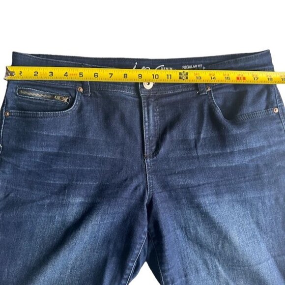 INC International Concepts Regular Fit Dark Wash Denim Bermuda Jean Shorts Sz 12 - Picture 6 of 9